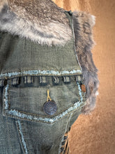 Load image into Gallery viewer, Christian Lacroix Denim & Rabbit Fur Lace Up Vest