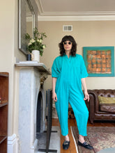 Load image into Gallery viewer, 1990’s | Norma Kamali | Turquoise Jumpsuit