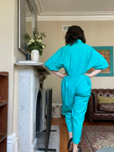 Load image into Gallery viewer, 1990’s | Norma Kamali | Turquoise Jumpsuit