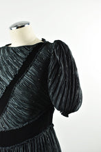 Load image into Gallery viewer, 1980’s | Mary McFadden | Pleated Puff Sleeve Dress with Rhinestone Details