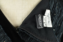 Load image into Gallery viewer, 1980’s | Mary McFadden | Pleated Puff Sleeve Dress with Rhinestone Details