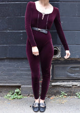 Load image into Gallery viewer, 1990’s | Tahari | Burgundy Velvet Body Suit and Pant Set
