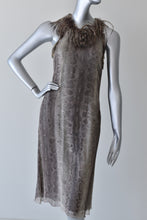 Load image into Gallery viewer, Moschino Jeans | Sheer Silk Snake Print Feather Dress