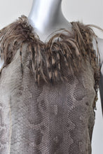 Load image into Gallery viewer, Moschino Jeans | Sheer Silk Snake Print Feather Dress