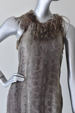 Load image into Gallery viewer, Moschino Jeans | Sheer Silk Snake Print Feather Dress