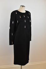 Load image into Gallery viewer, 1990’s | Black Knit Dress with Silver Tear Drop Beads