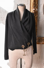 Load image into Gallery viewer, 1990’s | Charcoal Wrap Sweater with a Chain
