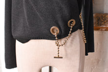 Load image into Gallery viewer, 1990’s | Charcoal Wrap Sweater with a Chain