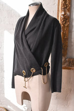 Load image into Gallery viewer, 1990’s | Charcoal Wrap Sweater with a Chain