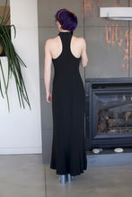 Load image into Gallery viewer, 1990’s | Claude Montana | Racer Back Black Dress with Fringe