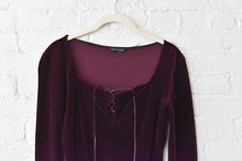 Load image into Gallery viewer, 1990’s | Tahari | Burgundy Velvet Body Suit and Pant Set