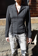 Load image into Gallery viewer, 1990’s | Cache | Blazer with Corset Lacing and Rhinestone Detail
