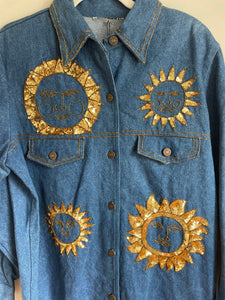 1990’s | Beaded and Sequined Sun Denim Jacket