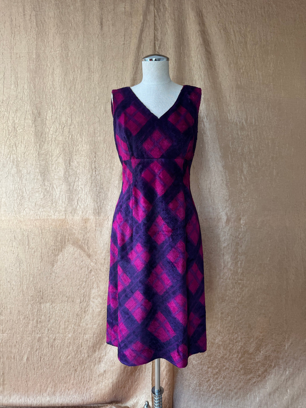 Philosophy di Alberta Ferretti Plaid Faux Fur Dress