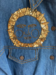 1990’s | Beaded and Sequined Sun Denim Jacket