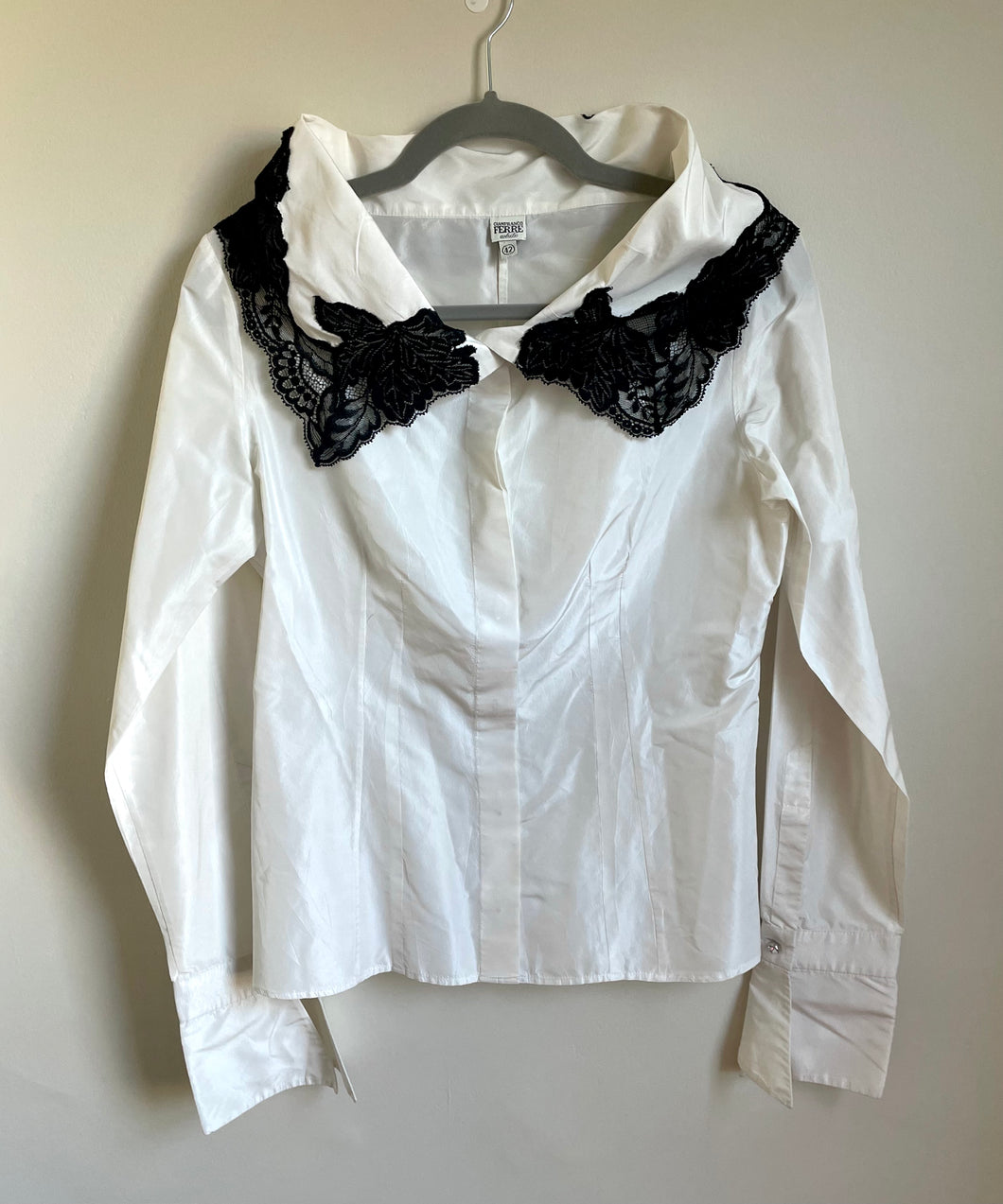 Gianfranco Ferre White Button Down with Lace Detail