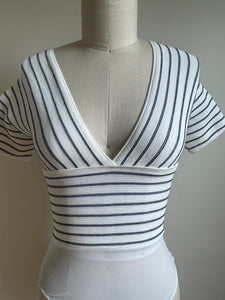 Gianfranco Ferre | Cream and Navy Bodysuit
