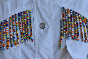 1990’s | Moschino Jeans | Beaded Fringe Button Down