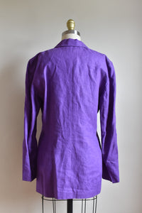 Max Mara | Purple Linen Blazer with Flower Button