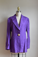 Load image into Gallery viewer, Max Mara | Purple Linen Blazer with Flower Button
