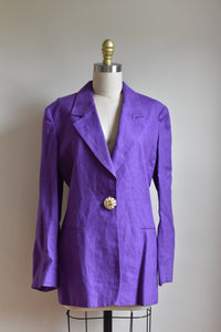 Max Mara | Purple Linen Blazer with Flower Button