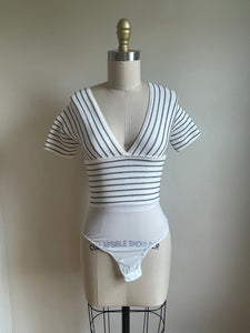 Gianfranco Ferre | Cream and Navy Bodysuit
