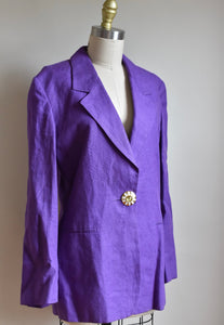 Max Mara | Purple Linen Blazer with Flower Button