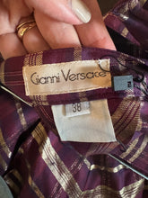 Load image into Gallery viewer, 1980’s | Versace | Gold and Plum Plaid Shorts
