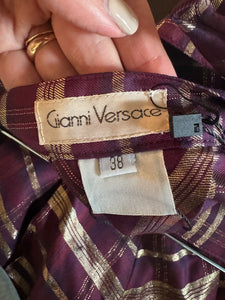 1980’s | Versace | Gold and Plum Plaid Shorts