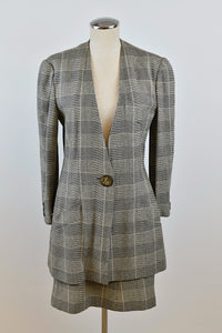 1990's | Krizia | Plaid Jacket and Skirt Set