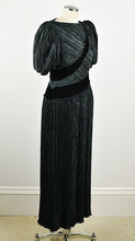 Load image into Gallery viewer, 1980’s | Mary McFadden | Pleated Puff Sleeve Dress with Rhinestone Details
