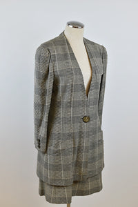 1990's | Krizia | Plaid Jacket and Skirt Set