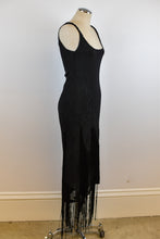 Load image into Gallery viewer, 1990’s | Class by Roberto Cavalli | Black Maxi Dress with Beading and Fringe
