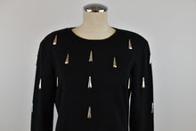 Load image into Gallery viewer, 1990’s | Black  Knit Dress with Silver Tear Drop Beads
