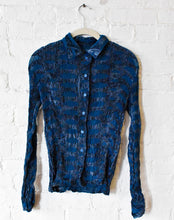 Load image into Gallery viewer, Issey Miyake | Plisse Velvet and Sheer Button Down
