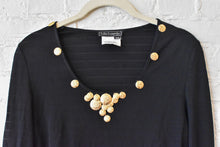 Load image into Gallery viewer, 1990’s | Lolita Lempicka | Black Crop top with Decorative Gold Discs
