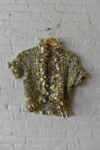 Y2K| Issey Miyake Heart HaaT | Metallic Crochet Shrug