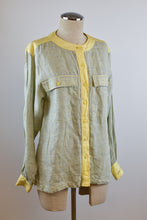 Load image into Gallery viewer, 1990’s | Escada | Linen Yellow and Blue Striped Blouse
