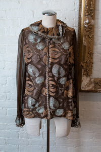 1980's | Adolfo | Ornate Silk Blouse