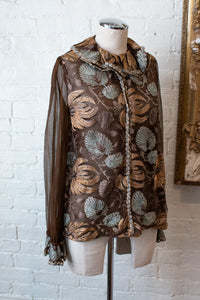 1980's | Adolfo | Ornate Silk Blouse