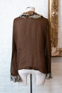 1980's | Adolfo | Ornate Silk Blouse
