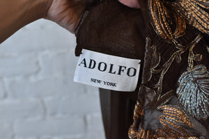 1980's | Adolfo | Ornate Silk Blouse