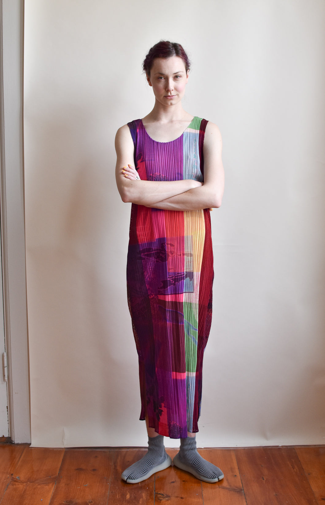 Issey Miyake Pleats Please | Mesh and Pleated Photo Print Dress