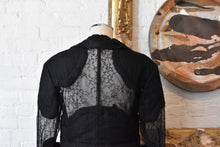 Load image into Gallery viewer, Comme Des Garçons | Distressed Lace and Pinstripe Blazer
