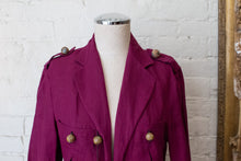 Load image into Gallery viewer, 1990’s | Romeo Gigli | Raspberry Linen Blazer with Wooden Beads
