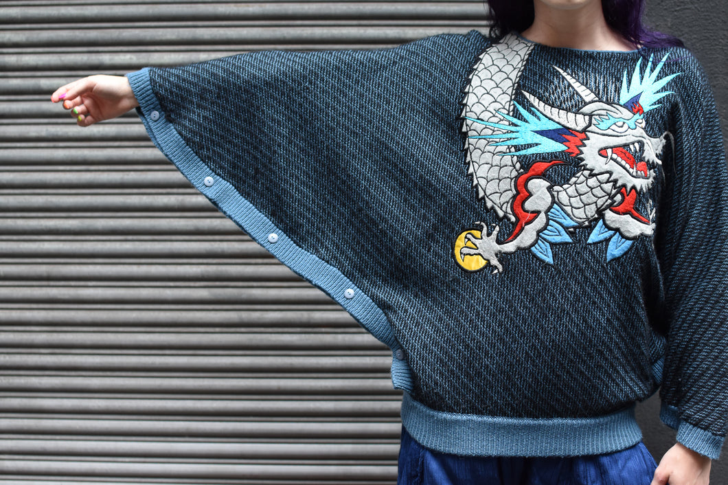 Kenzo Grey Kansai Yamamoto Edition Wool Embroidered Sweater Kenzo