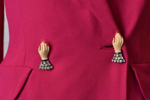 1990’s | Lolita Lempicka | Magenta Blazer with Novelty Hand Buttons