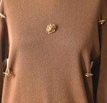 Load image into Gallery viewer, 1990’s | Gianfranco Ferre | Caramel Sweater with Gold Lion Heads

