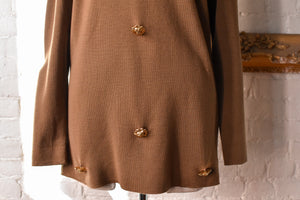 1990’s | Gianfranco Ferre | Caramel Sweater with Gold Lion Heads