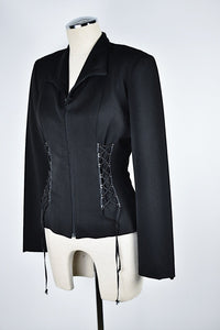 1990’s | Cache | Blazer with Corset Lacing and Rhinestone Detail